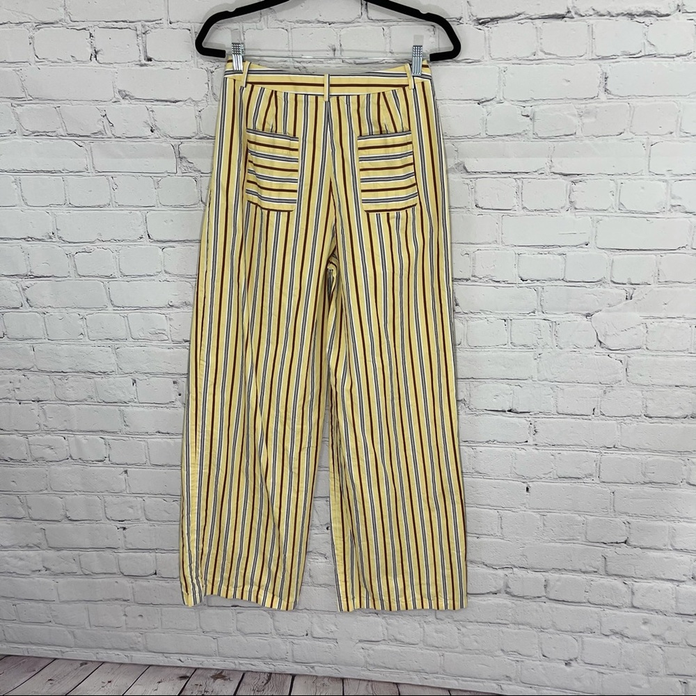 Jil Sander Yellow Striped Wide Leg Pleated Pants - Picture 7 of 10
